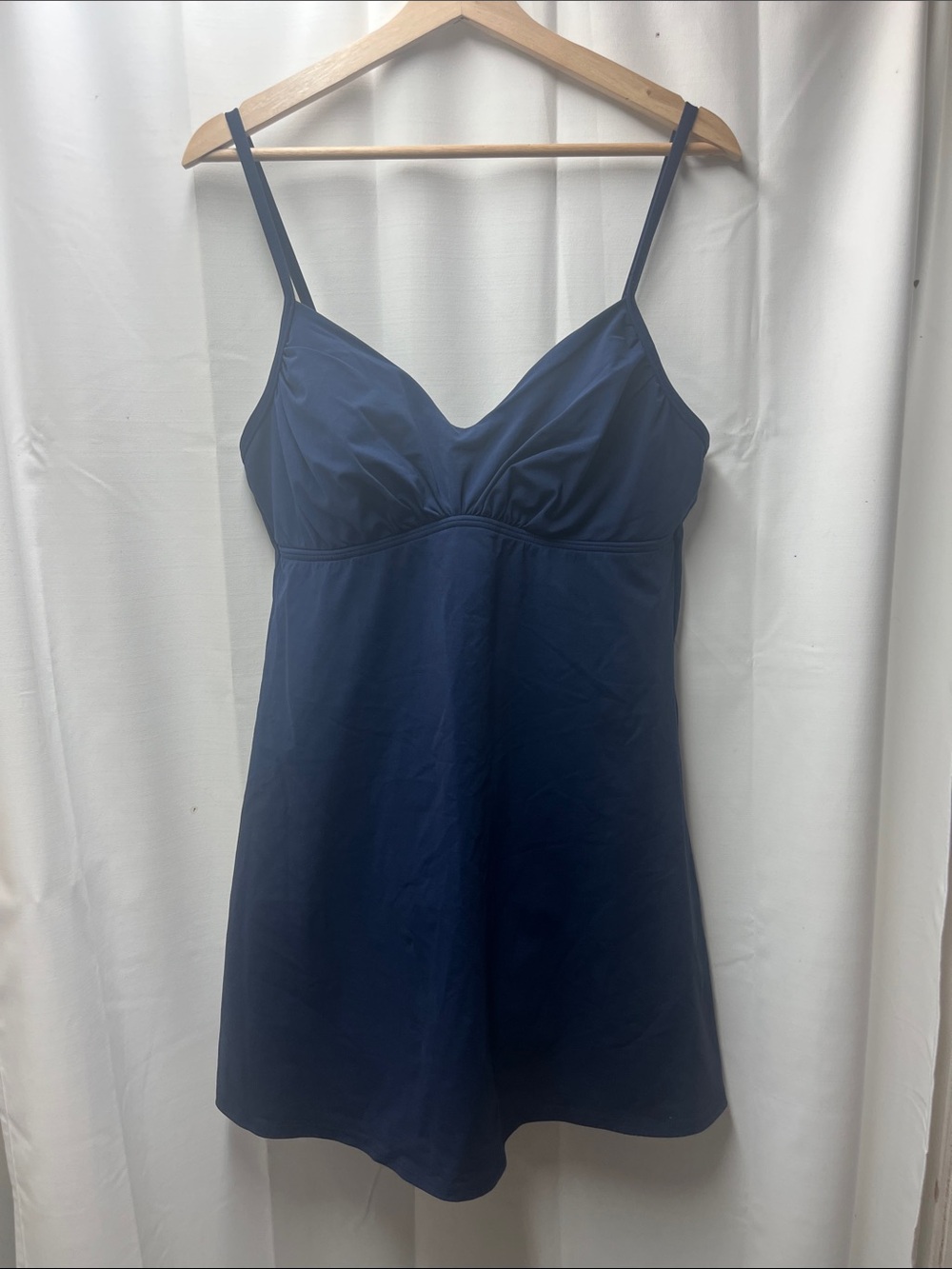 Land’s End Navy Blue Tummy Control Technology Adjustable Straps Swim Dress- 14